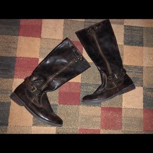 Report Hanna Dark Brown Leather Riding Boots